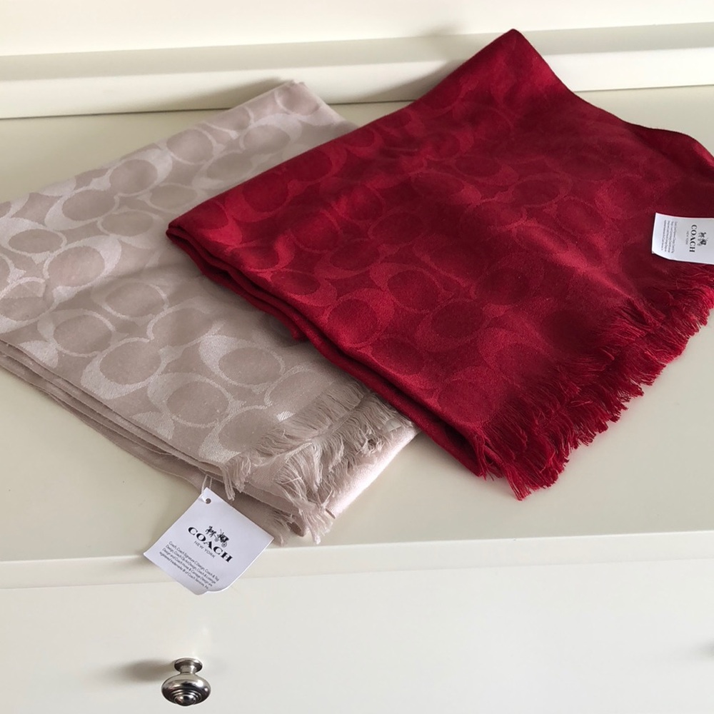 2 Authentic Coach Silk Scarves